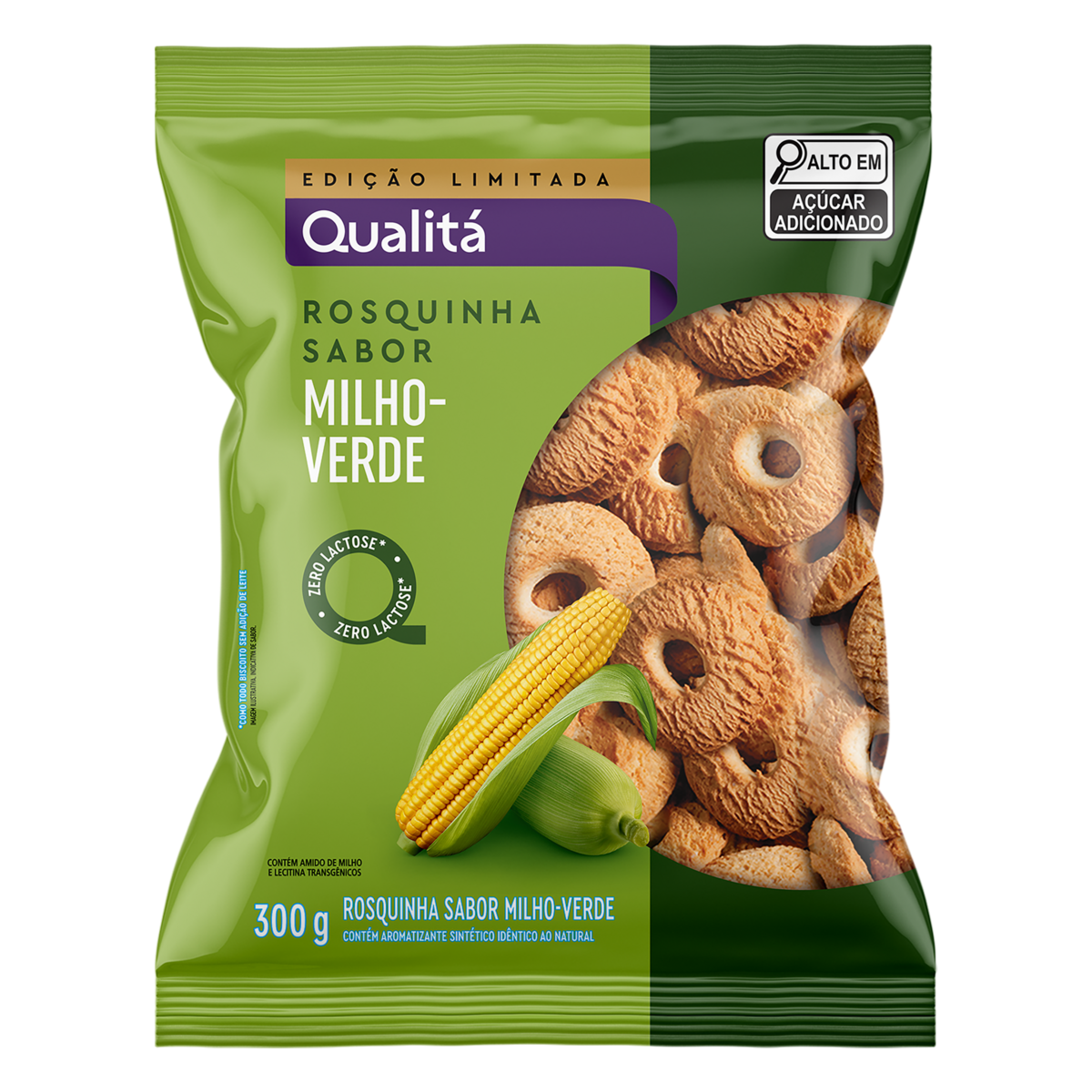 Biscoito Rosquinha Milho Verde Zero Lactose Qualitá Pacote 300g