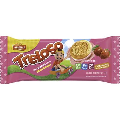 Biscoito Recheado Treloso Morango 37g