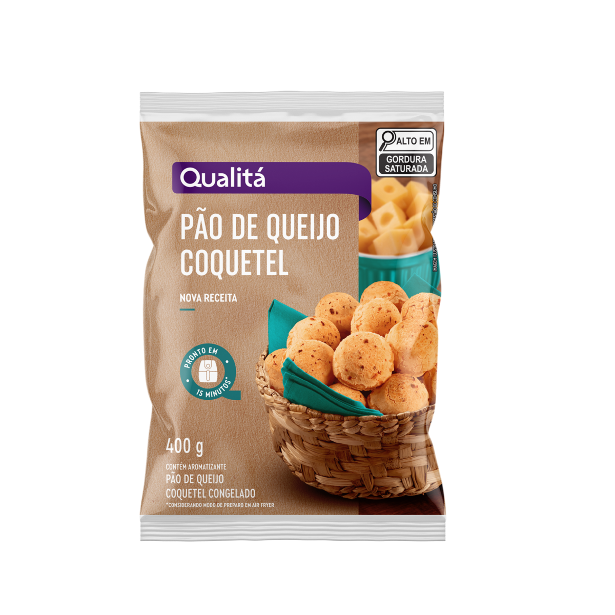 Pão de Queijo Congelado Coquetel Qualitá Pacote 400g