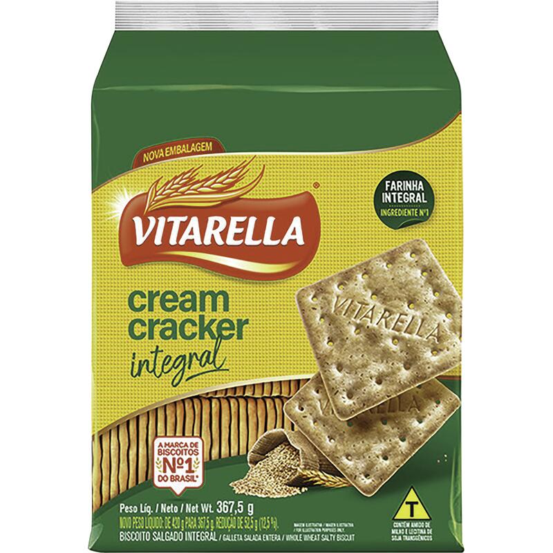 Biscoito Cream Cracker Integral Vitarella Pacote 367,5g