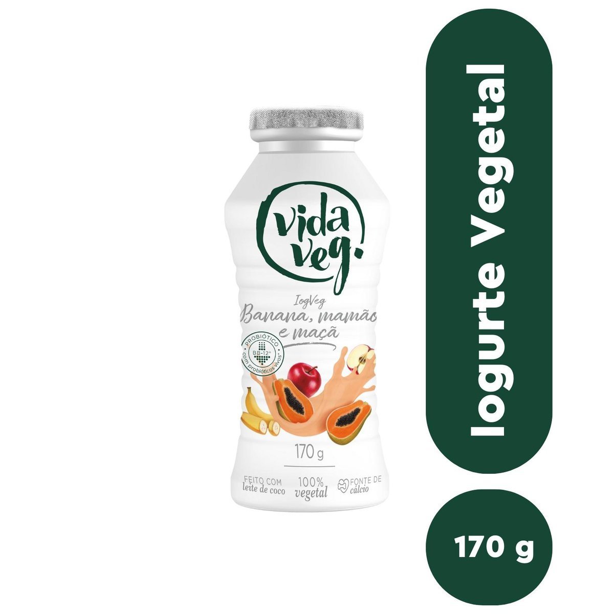 Iogurte Vegetal Vida Veg Banana, Mamão e Maçã 170g
