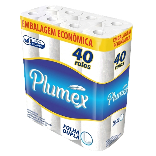 Papel Higiênico Plumex Folha Dupla Embalagem Econômica 20m Com 40 Unidades