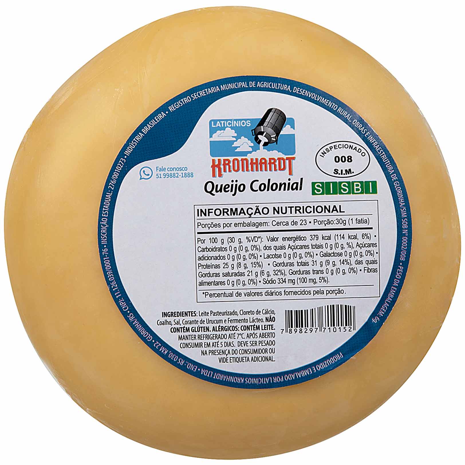 Queijo Colonial Embalado a Vácuo Kronhardt