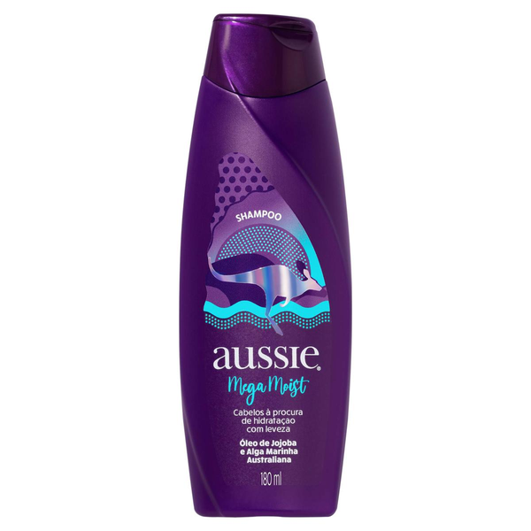 AUSSIE Mega Moist Óleo de Jojoba e Alga Marinha Australiana Shampoo 180ml