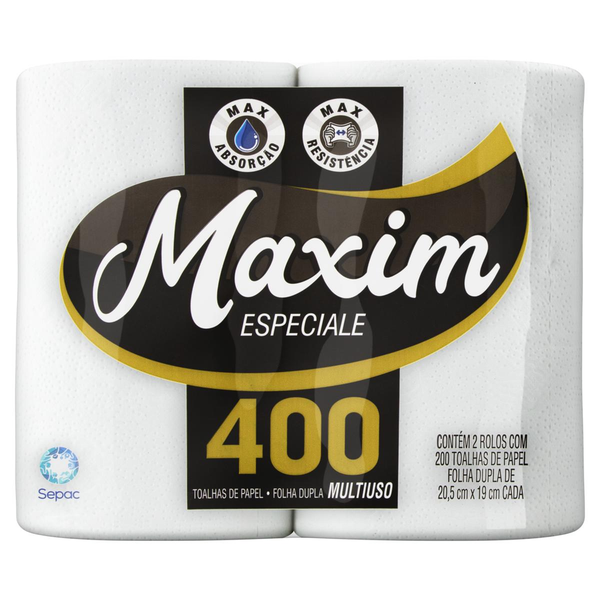 Toalha de Papel Maxim Com 2 Rolos de 200 Folhas - Especiale