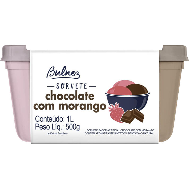 Sorvete Bulnez Chocolate com Morango 1L