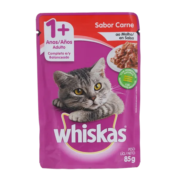 Ração Whiskas 85g - Adultos - Carne - Sachê