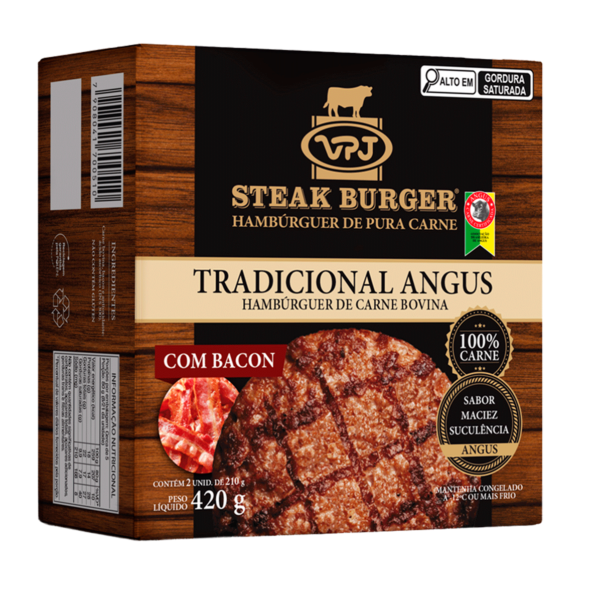 Hambúrguer Steak Burger Bacon Angus Beef 420g VPJ