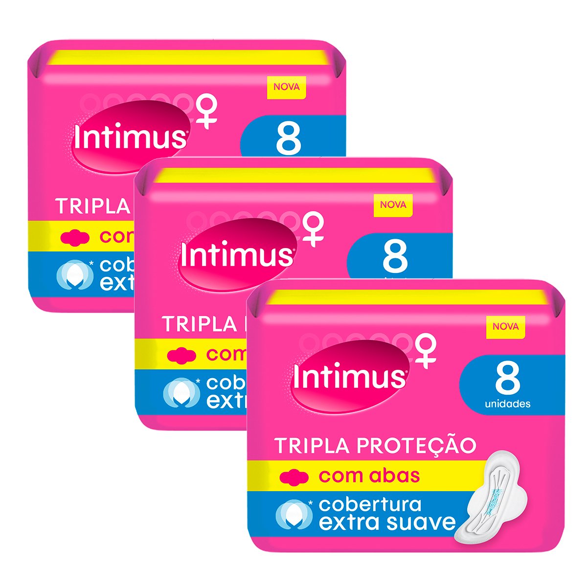 Kit Absorvente Externo Intimus Tripla Proteção Extra Suave com Abas 8 Unidades - 10% Off