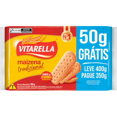 Biscoito Vitarella Maizena LEVE 400g PAGUE 350g