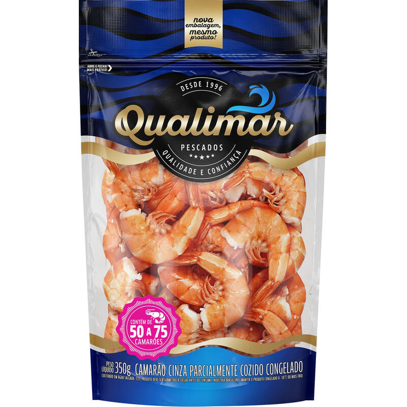 Camarão QUALIMAR Cozido 50 a 75 Peças Congelado 350g