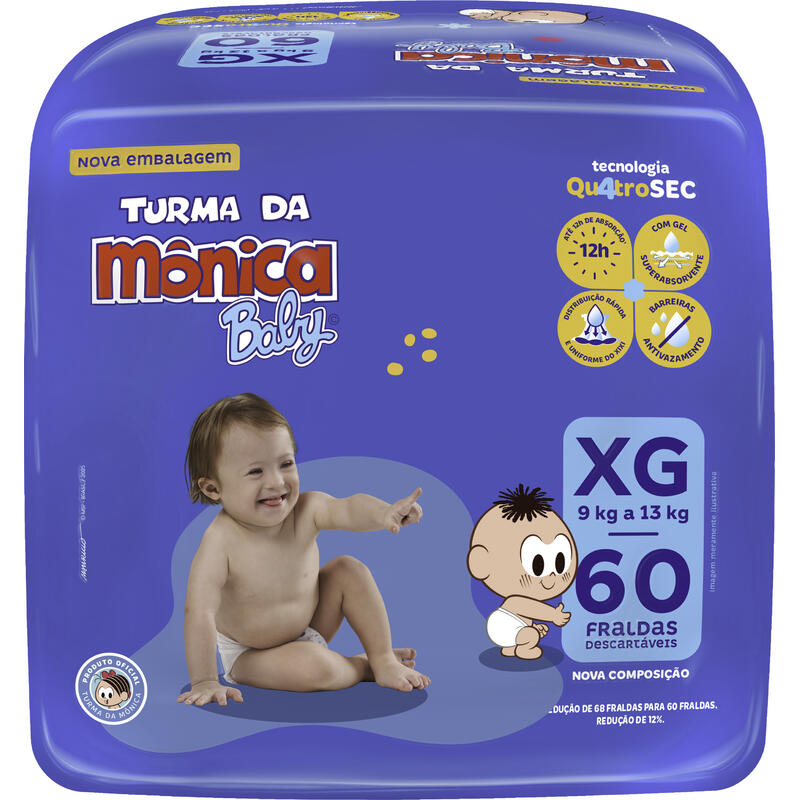 Fralda Descartável Turma da Mônica Giga XG 60 un