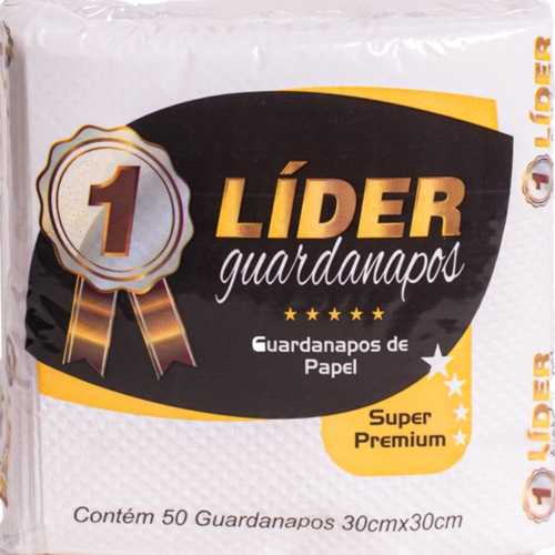 Guardanapo Líder Super Premium Folha Simples 30x30cm Com 50 Unidades