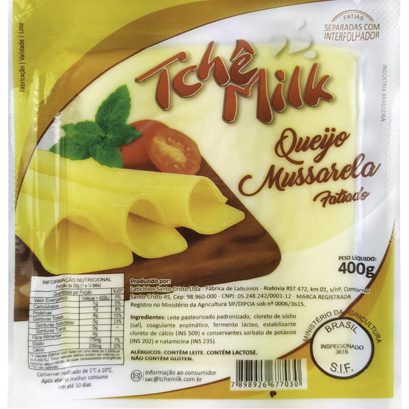 Queijo Mussarela Tchê Milk Fatiado 400g