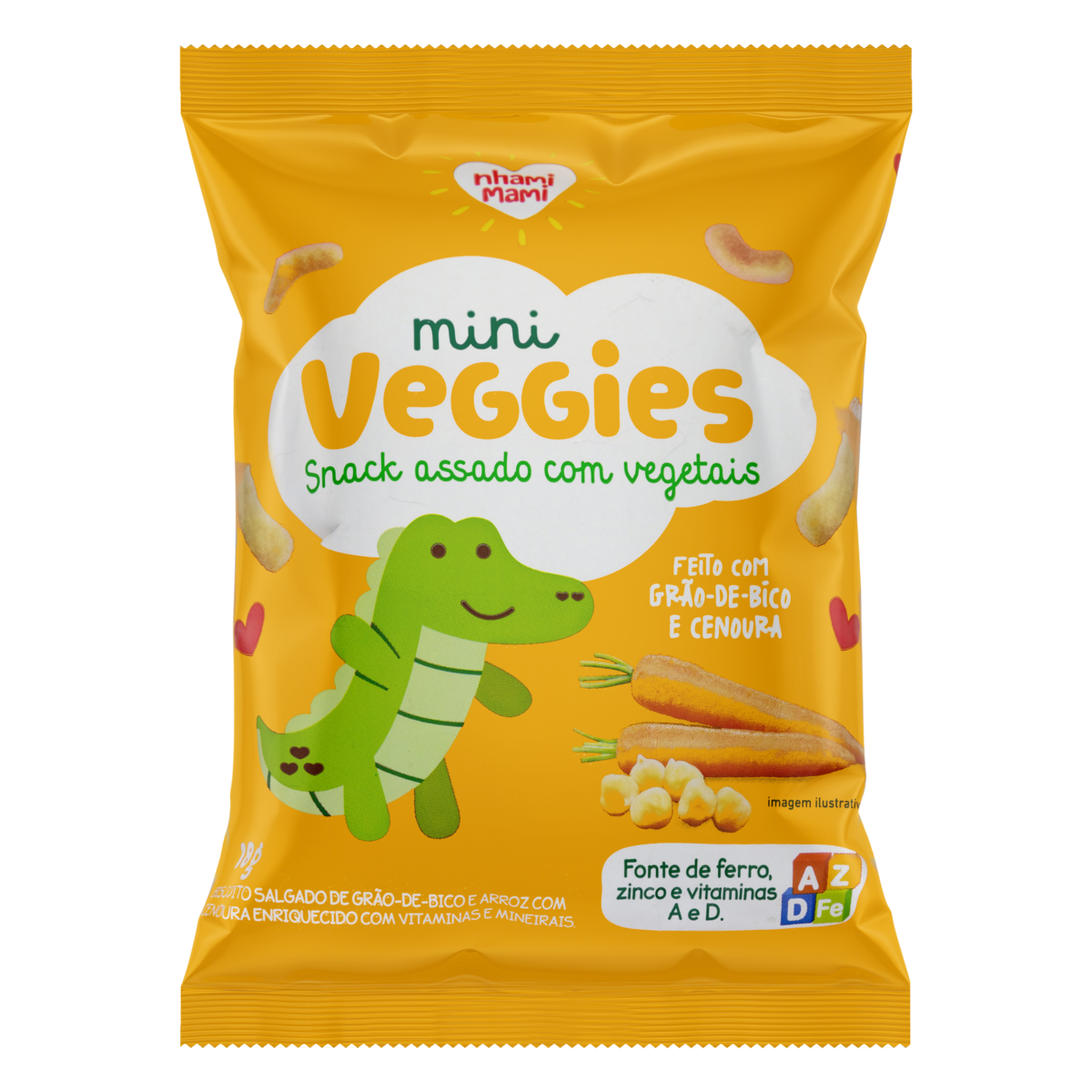 Snack Nhami Mami Veggies Grão de Bico e Cenoura 18g