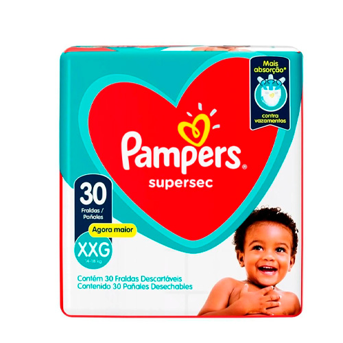 Fralda Descartável Infantil Pampers SuperSequinha XXG Pacote 30 Unidades