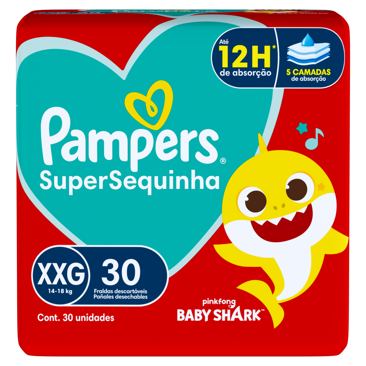 Fralda Descartável Infantil Pampers SuperSequinha XXG Pacote 30 Unidades