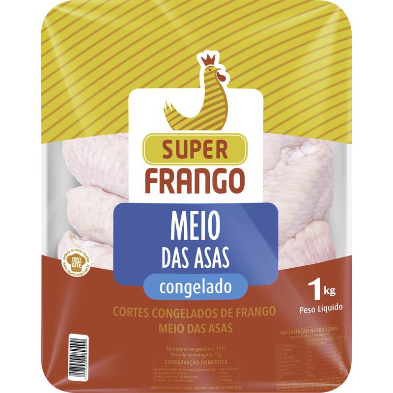 Meio da Asa de Frango Super Frango Congelado 1kg