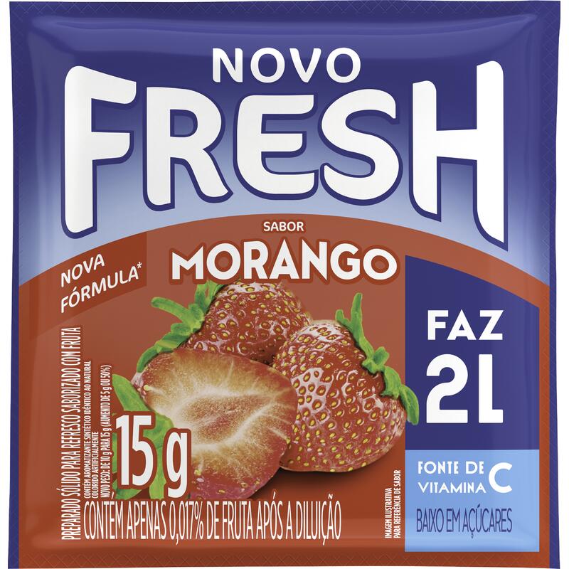 Refresco em Pó Morango Fresh Pacote 15g