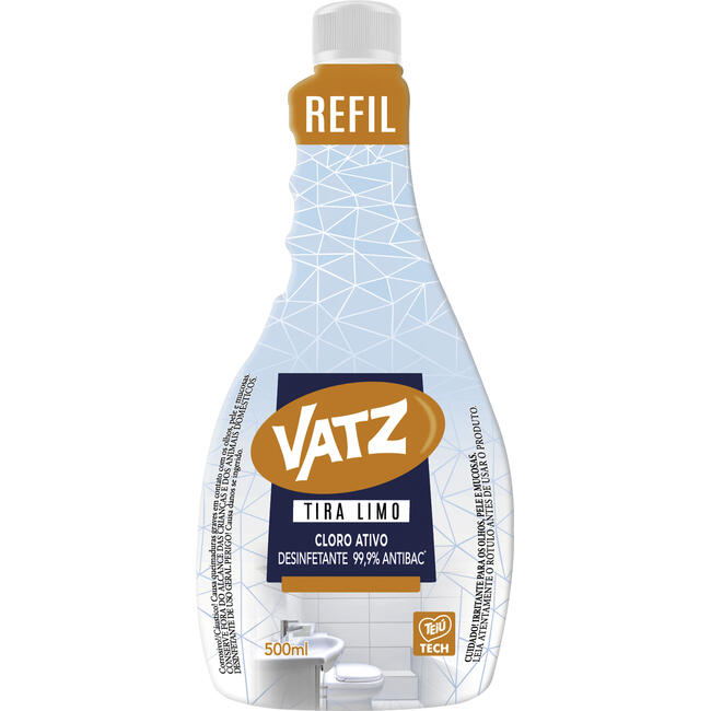 Limpador Tira Limo Vatz Cloro Ativo Refil 500ml