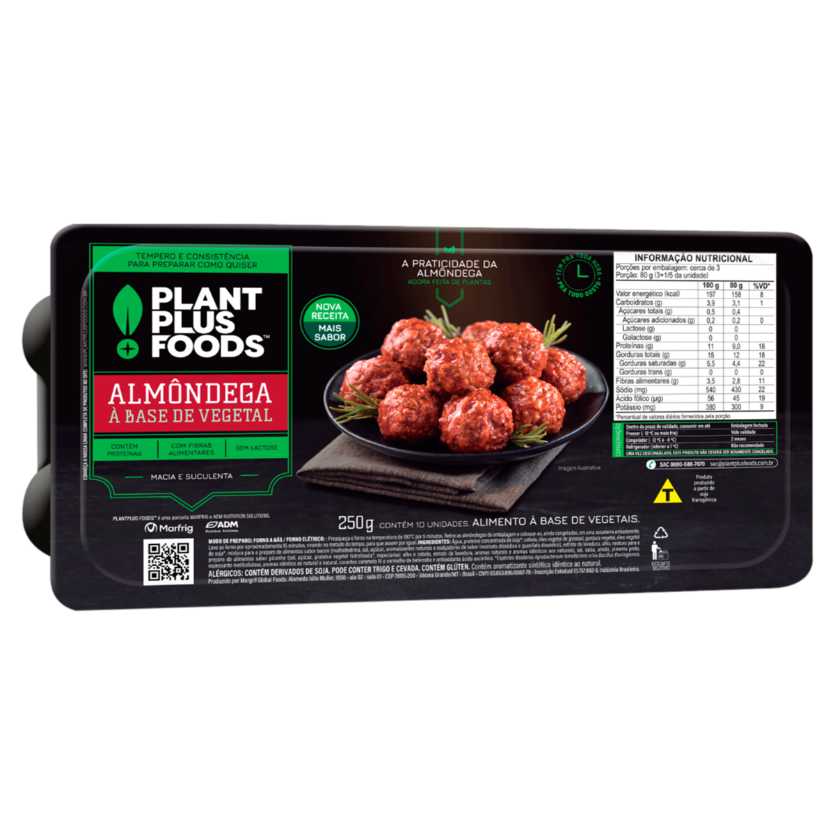 Almôndega Vegetal Plantplus Foods Bandeja 250g 10 Unidades