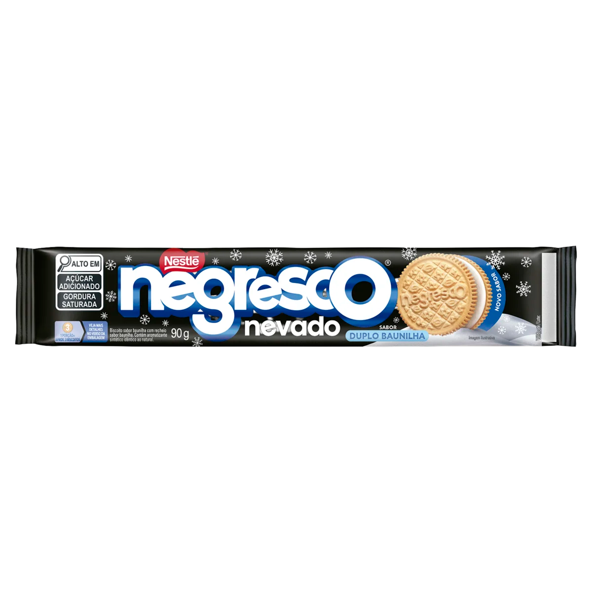 Biscoito Duplo Baunilha Recheio Baunilha Negresco Nevado Pacote 90g