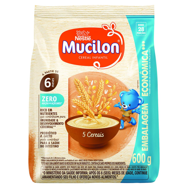 Cereal Infantil MUCILON 5 Cereais Zero 600g