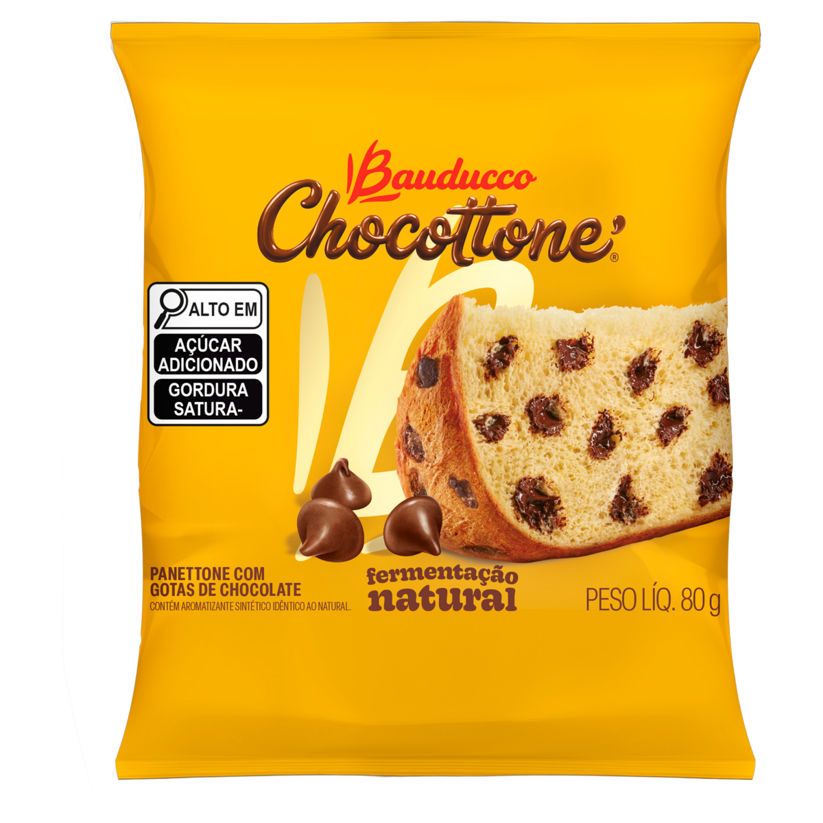 Mini Panettone com Gotas de Chocolate Bauducco Chocottone Pacote 80g