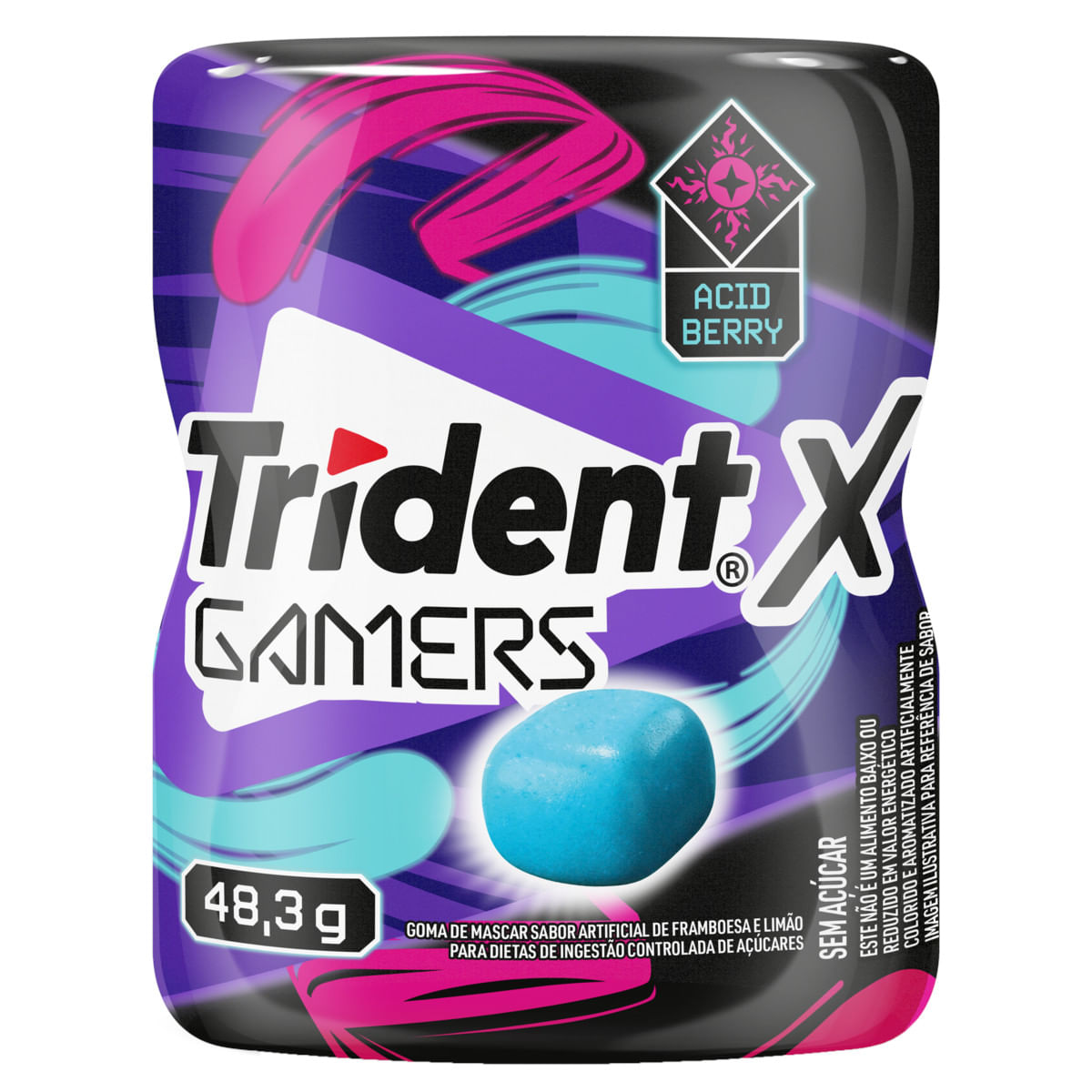 Goma de Mascar TRIDENT X Gamers Acid Berry Sem Açúcar 48.3g
