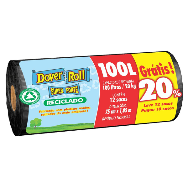 Saco para Lixo Reforçado 100l Dover Roll Super Forte 10 Unidades