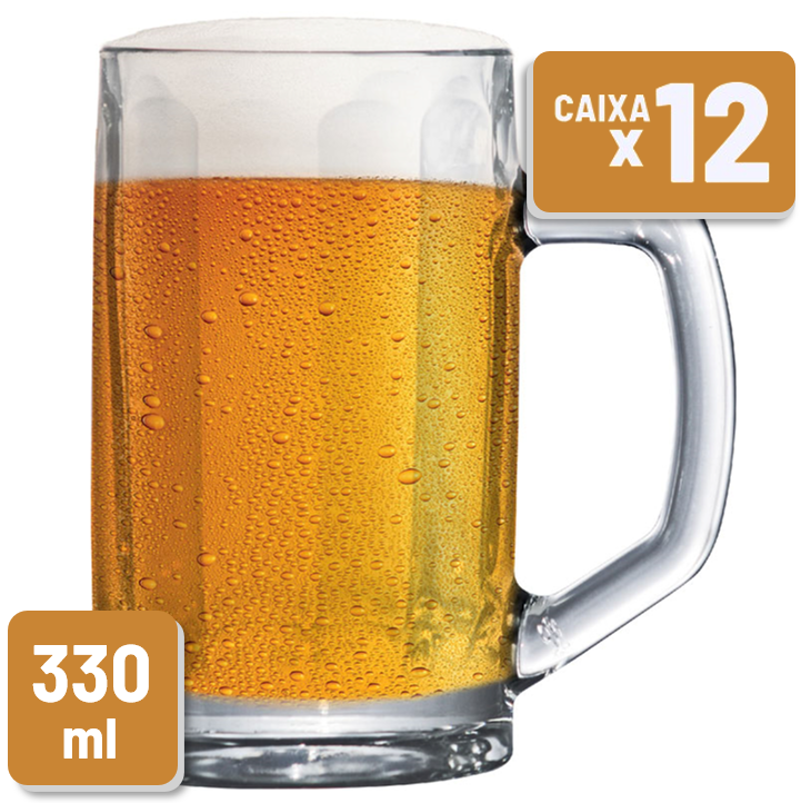 Caneca Canelada Vidro 330ml Caixa c/ 12 un