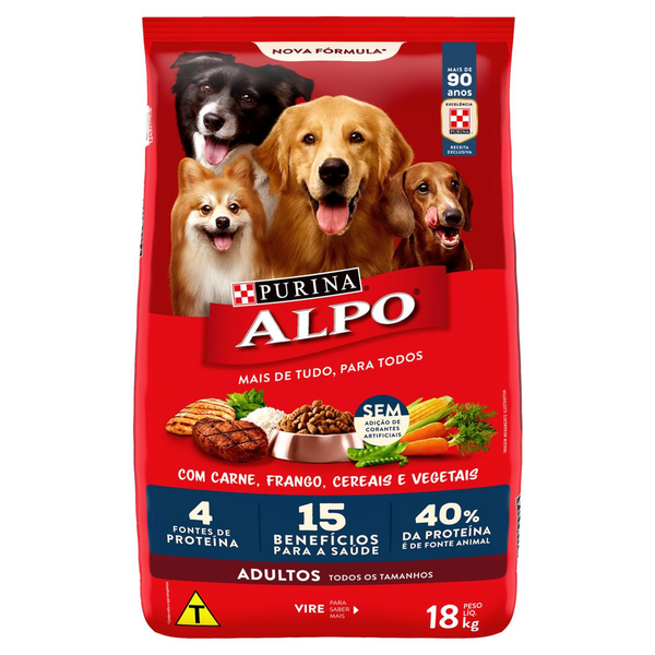Ração Alpo 18kg - Adultos - Carne com Vegetais