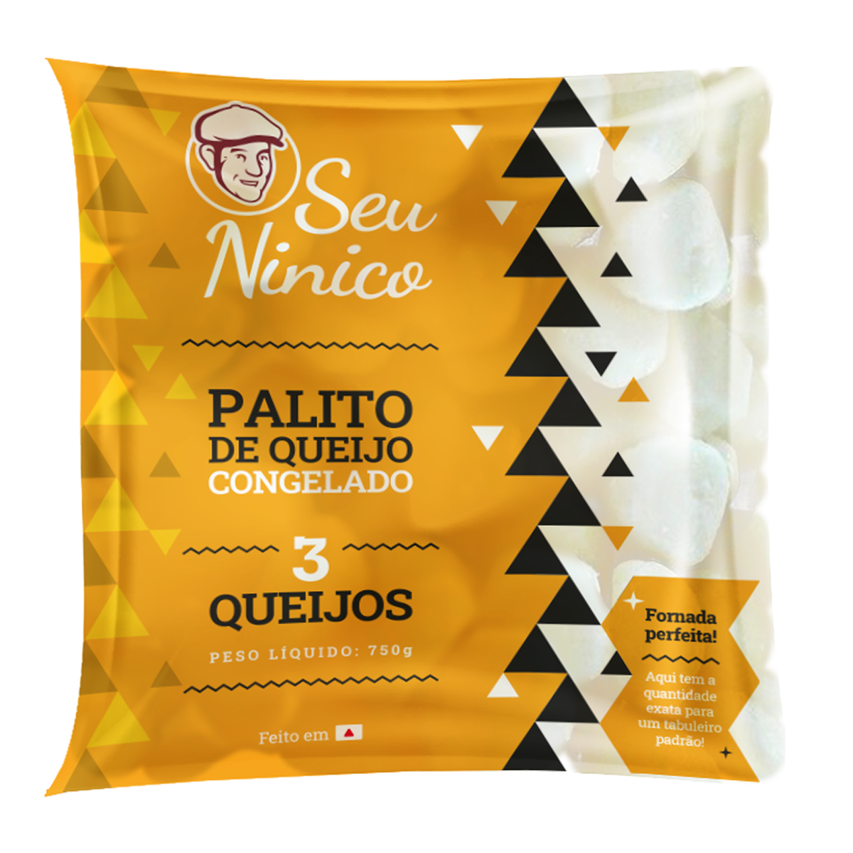 Pão de Queijo Palito 3 Queijos Seu Ninico pacote 750g