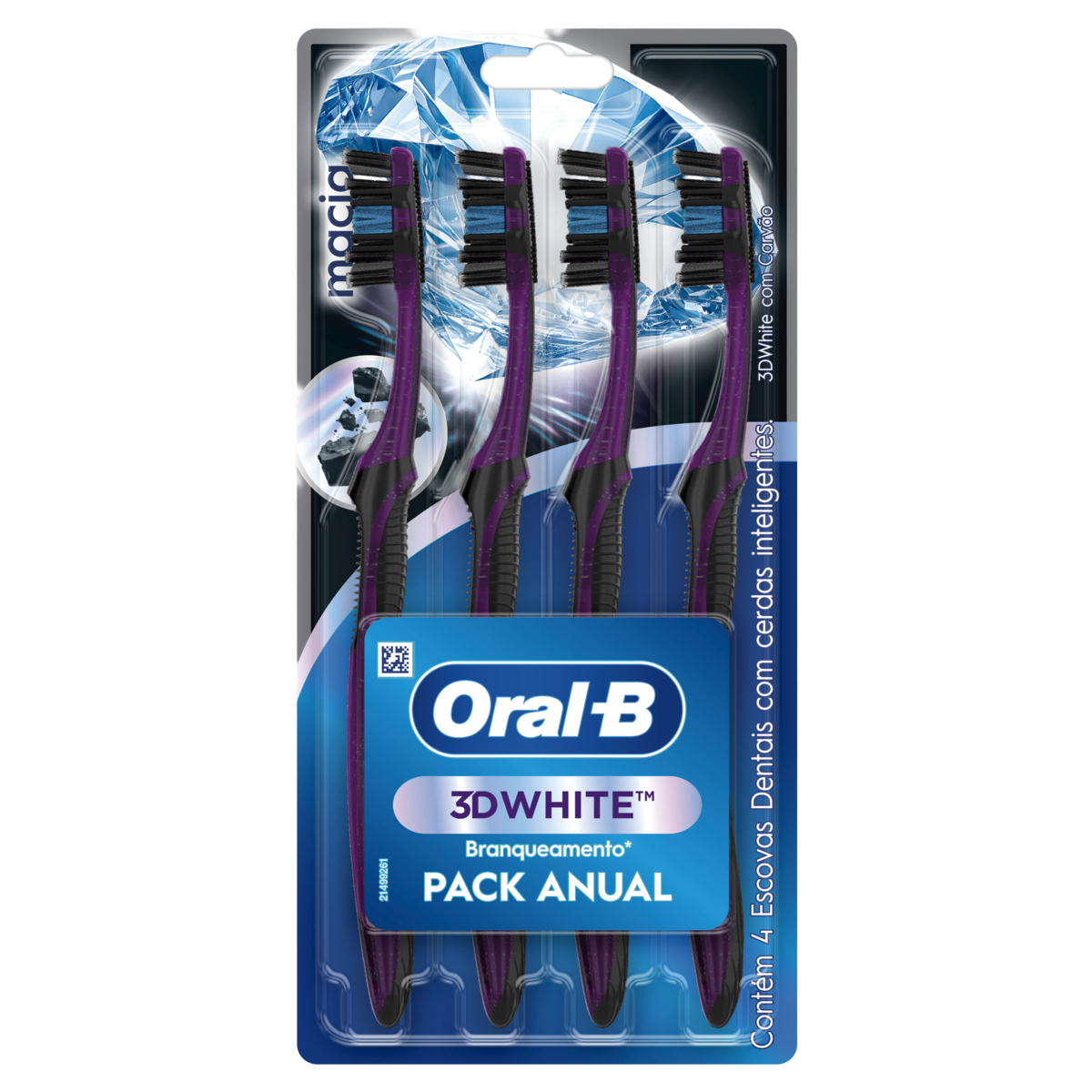 Escova Dental Macia Carvão Oral-B 3D White 4 Unidades