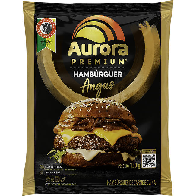 Hamburguer Bovino AURORA Premium Angus Congelado 150g