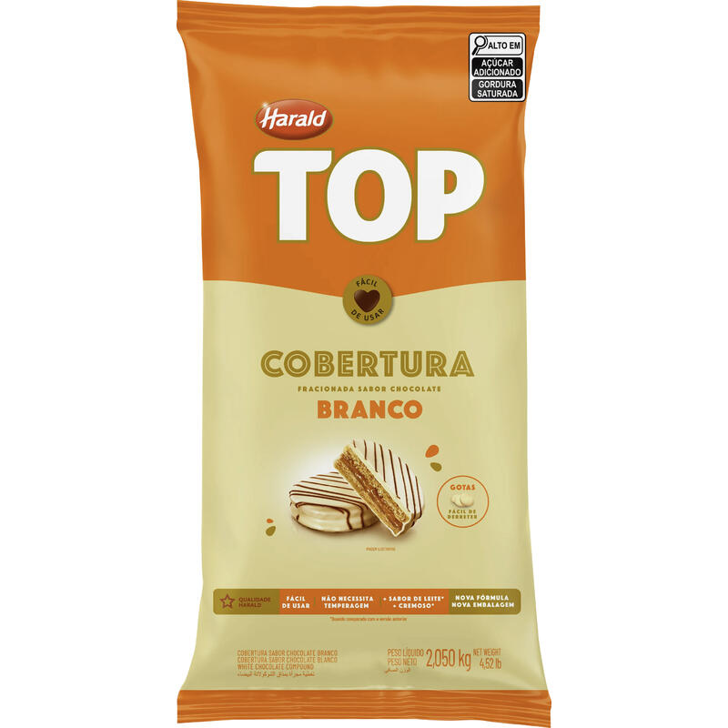 Cobertura de Chocolate em Gotas Harald Top Branco 2,050kg