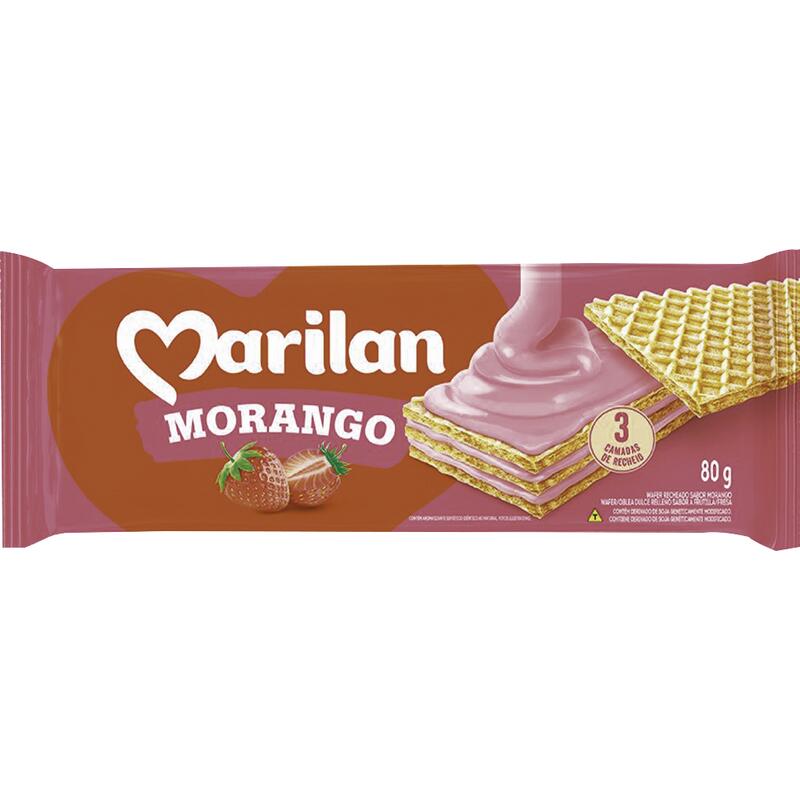 Biscoito Wafer Marilan Morango 80g
