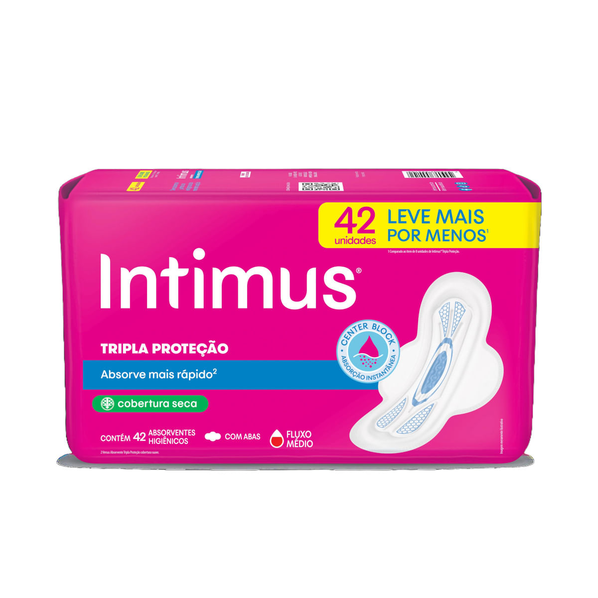 Absorvente Higiênico INTIMUS Cobertura Seca Com Abas com 42 unidades Leve Mais Por Menos
