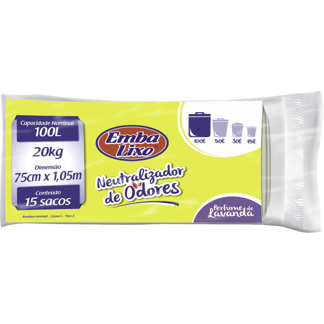 Saco de Lixo Embalixo Lavanda 100L 15 un