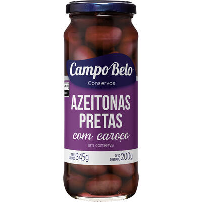 Azeitona Preta Campo Belo Com caroço 200g
