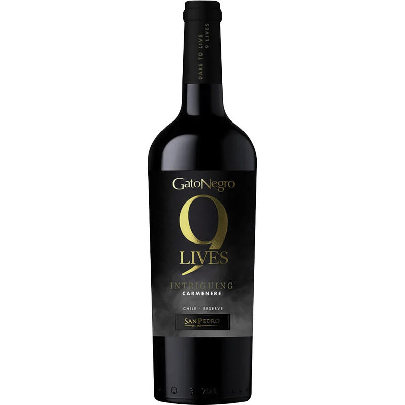 Vinho Tinto Chileno Gato Negro Reserva 9 Lives Carmenere 750ml