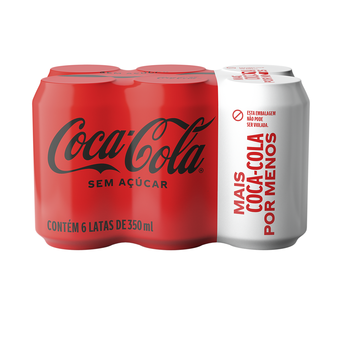 Pack Refrigerante sem Açúcar Coca-Cola Lata 6 Unidades 350ml Cada Leve Mais Pague Menos