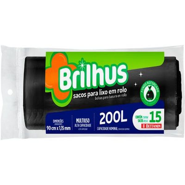 SACO P/LIXO BRILHUS ROLO 200L