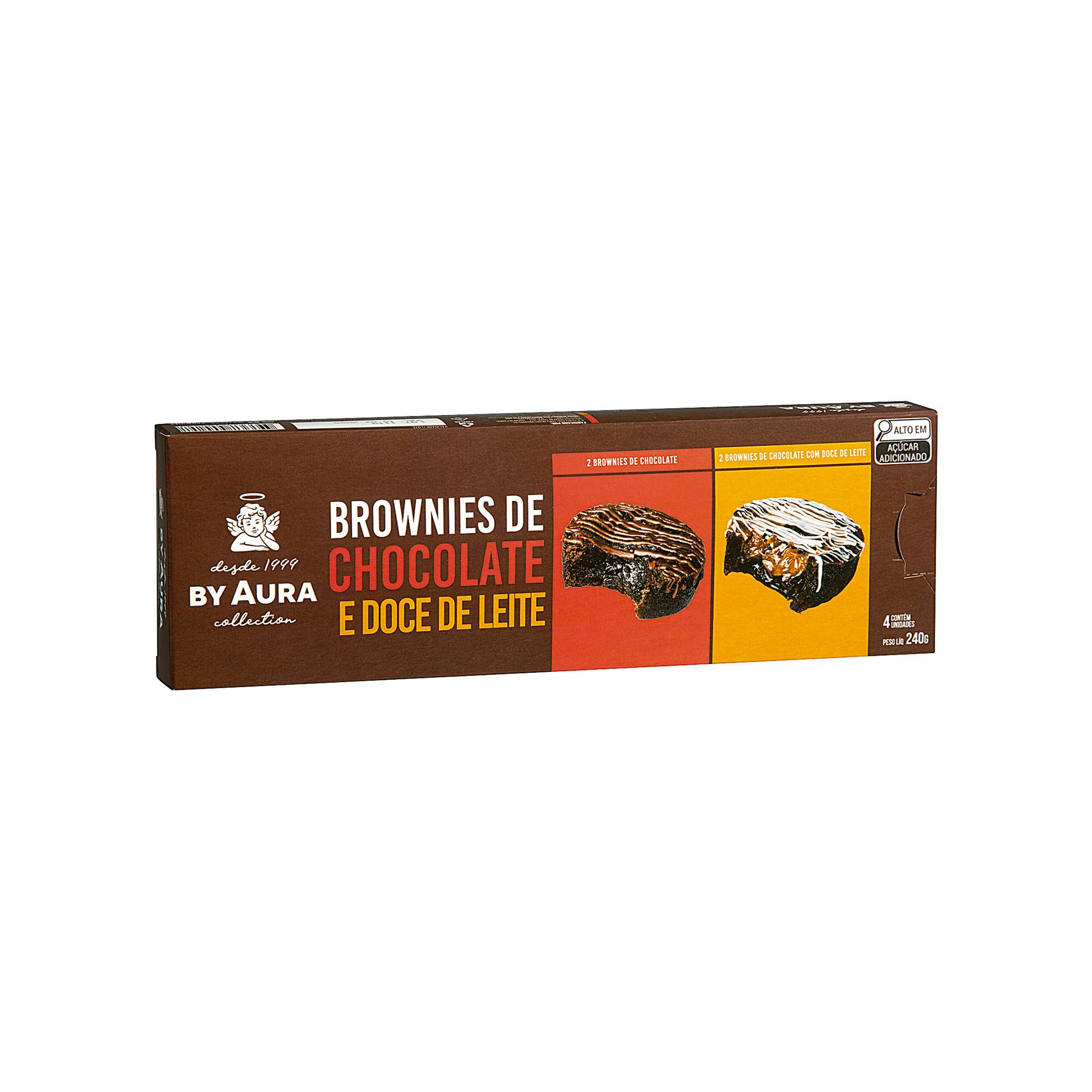Brownies de Chocolate e Doce de Leite By Aura 240g 4 Unidades
