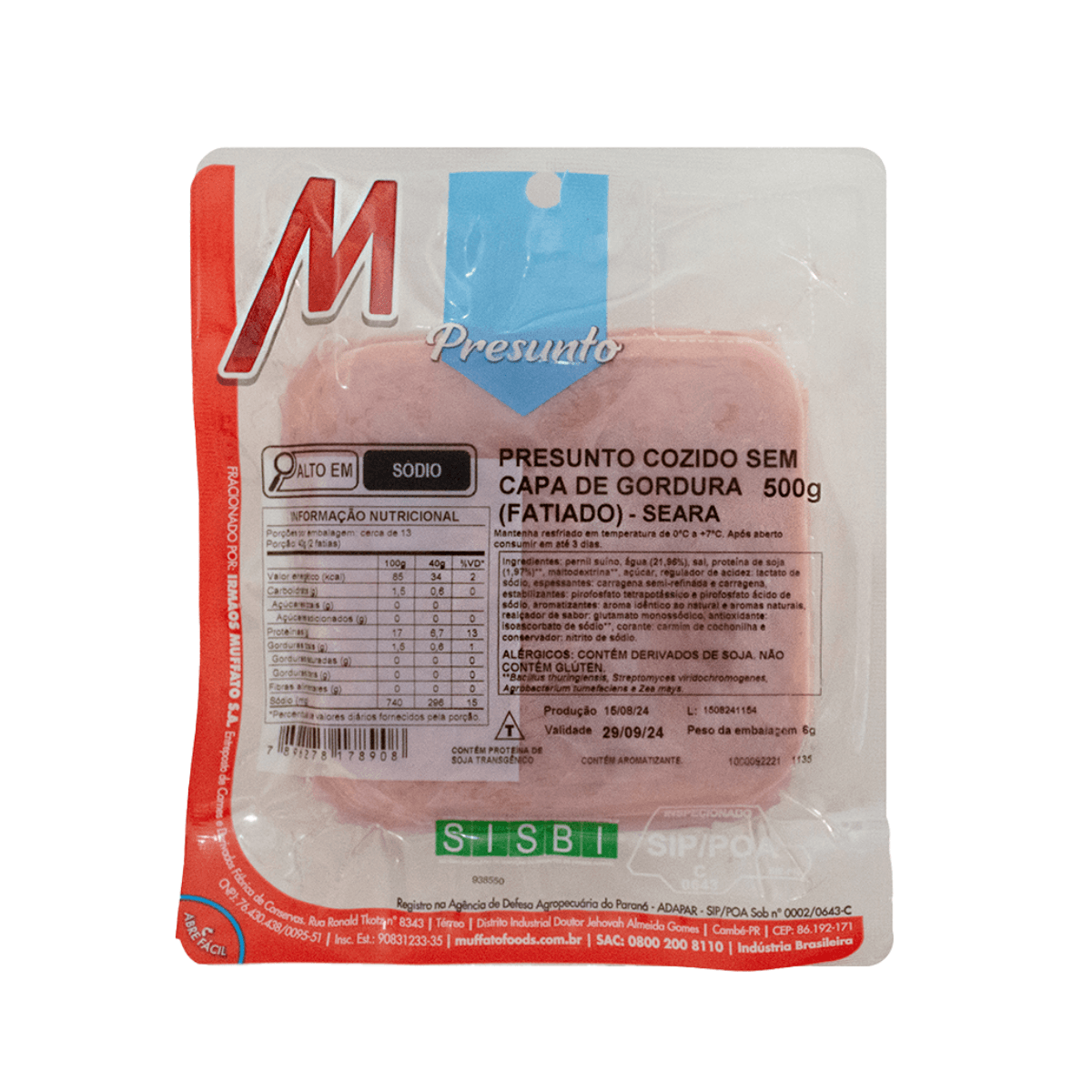 Presunto Magro Muffato Foods Seara Fatiado 500g