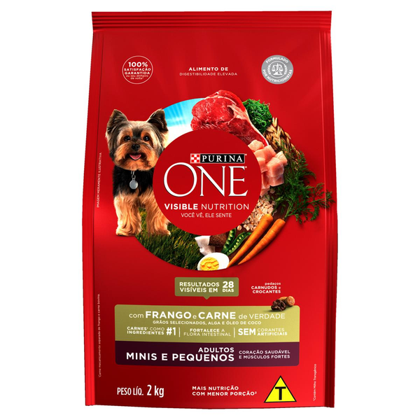 Alimento Para Cães Purina One Visible Nutrition Frango E Carne Adultos Minis E Pequenos 2kg