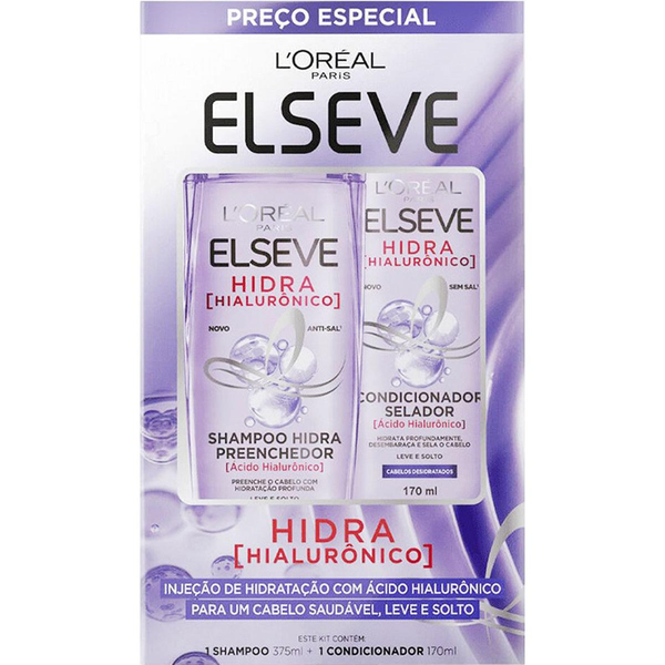 Kit Shampoo 375ml + Condicionador 170ml Loréal Paris Elseve Hidra Hialurônico