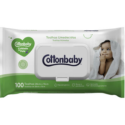 Toalha Umedecida Cottonbaby Cuidado da Pele 100 un