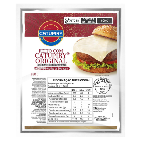 Queijo Processado Catupiry 180g - Fatiado