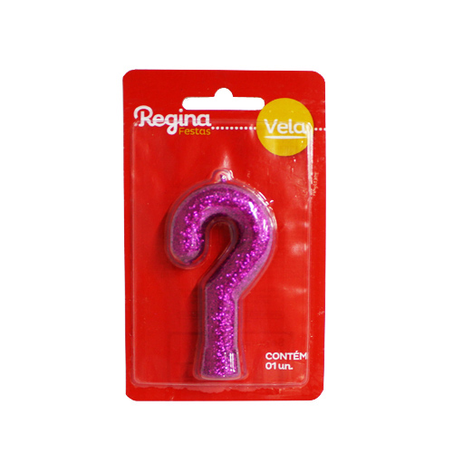 Vela De Aniversário Regina Interrogação Cintilante Glitter Pink C/1 Un